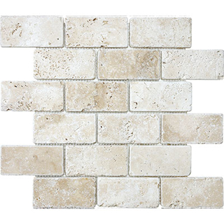 Picture of Anatolia Tile & Stone - Travertine Mosaic Brick 2 x 4 Ivory