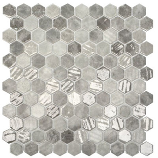 Picture of Eleganza Tiles - Onix Hexagon Blends Grey Silver Mix Malla