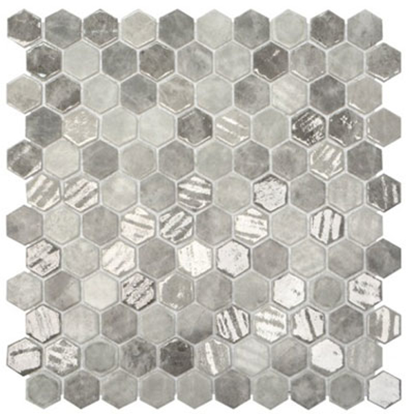 Picture of Eleganza Tiles - Onix Hexagon Blends Grey Silver Mix Malla