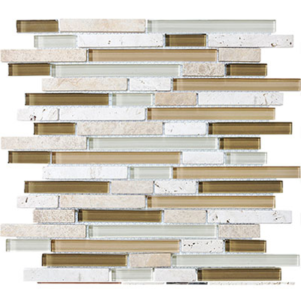 Picture of Anatolia Tile & Stone - Bliss Mosaic Glass Stone Linear Blend Bamboo