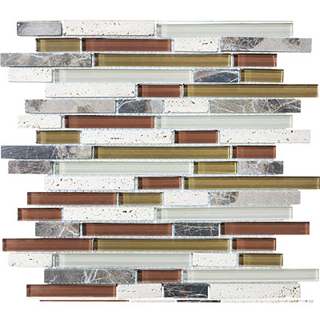 Picture of Anatolia Tile & Stone - Bliss Mosaic Glass Stone Linear Blend Cabernet