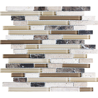 Picture of Anatolia Tile & Stone - Bliss Mosaic Glass Stone Linear Blend Cappuccino