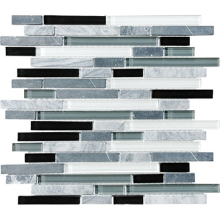Picture of Anatolia Tile & Stone - Bliss Mosaic Glass Stone Linear Blend Midnight