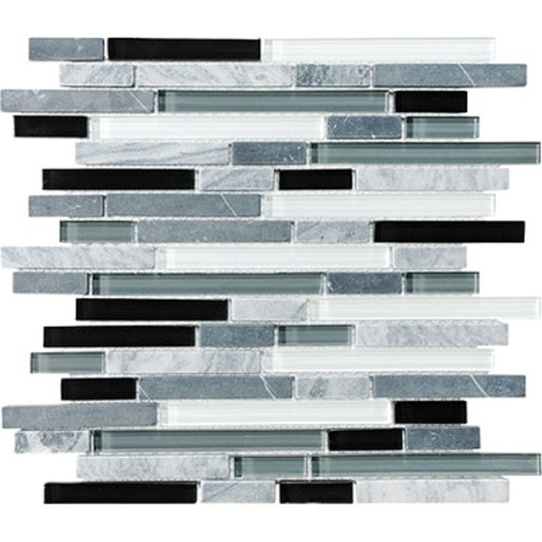 Picture of Anatolia Tile & Stone - Bliss Mosaic Glass Stone Linear Blend Midnight