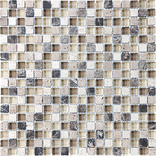Picture of Anatolia Tile & Stone - Bliss Mosaic Glass Stone Blend Cappucinno