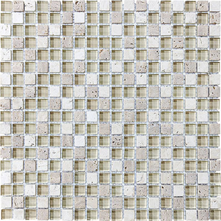Picture of Anatolia Tile & Stone - Bliss Mosaic Glass Stone Blend Creme Brulee