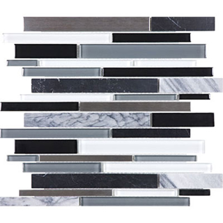 Picture of Anatolia Tile & Stone - Bliss Mosaic Stainless Linear Blend Arctic Night