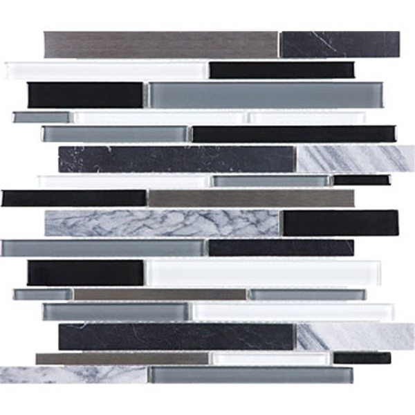 Picture of Anatolia Tile & Stone - Bliss Mosaic Stainless Linear Blend Arctic Night