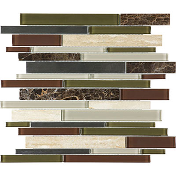 Picture of Anatolia Tile & Stone - Bliss Mosaic Stainless Linear Blend Deep Grotto