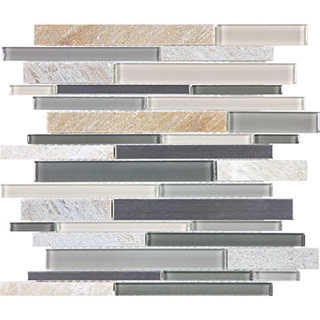 Picture of Anatolia Tile & Stone - Bliss Mosaic Stainless Linear Blend Fossil Rock