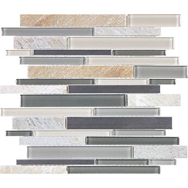 Picture of Anatolia Tile & Stone - Bliss Mosaic Stainless Linear Blend Fossil Rock