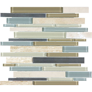 Picture of Anatolia Tile & Stone - Bliss Mosaic Stainless Linear Blend Sea Coast