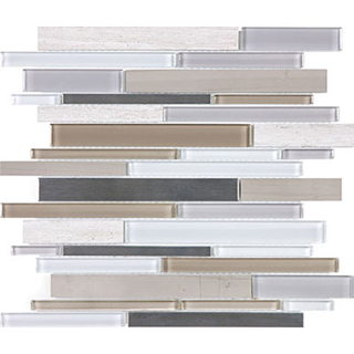 Picture of Anatolia Tile & Stone - Bliss Mosaic Stainless Linear Blend Twilight Mist