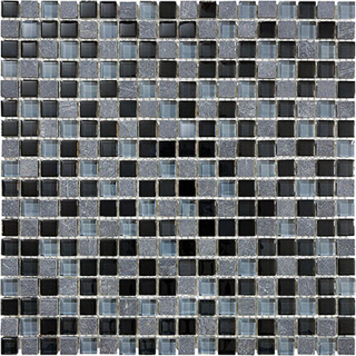 Picture of Anatolia Tile & Stone - Bliss Mosaic Glass Slate Blend Black Timber