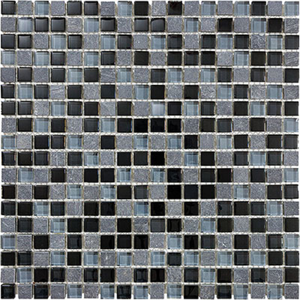 Picture of Anatolia Tile & Stone - Bliss Mosaic Glass Slate Blend Black Timber