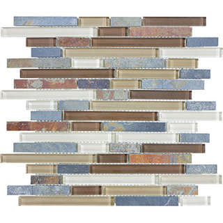 Picture of Anatolia Tile & Stone - Bliss Mosaic Glass Slate Linear Blend Amber Tea