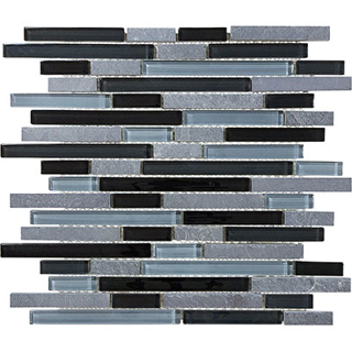 Picture of Anatolia Tile & Stone - Bliss Mosaic Glass Slate Linear Blend Black Timber