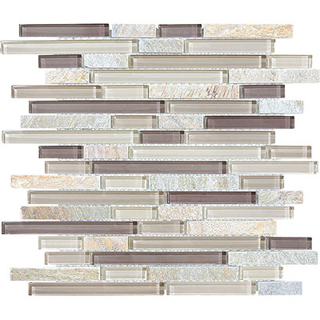 Picture of Anatolia Tile & Stone - Bliss Mosaic Glass Slate Linear Blend Cotton Wood
