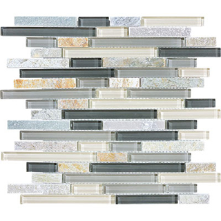 Picture of Anatolia Tile & Stone - Bliss Mosaic Glass Slate Linear Blend Silver Aspen