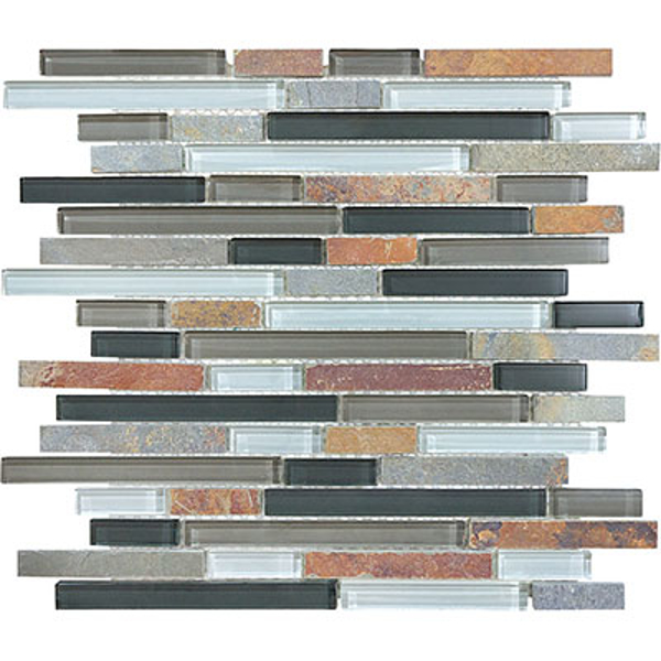 Picture of Anatolia Tile & Stone - Bliss Mosaic Glass Slate Linear Blend Smoky Mica