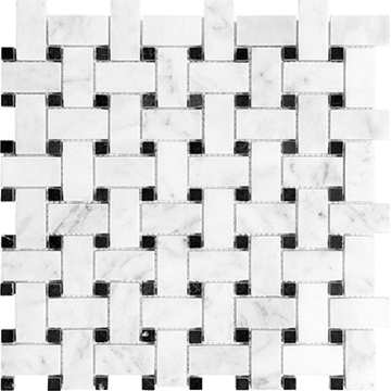 Picture of Anatolia Tile & Stone - Bianco Venatino Mosaics Polished Bianco Mosaic Basketweave