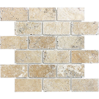 Picture of Anatolia Tile & Stone - Travertine Mosaic Brick 2 x 4 Picasso