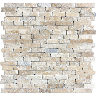 Picture of Anatolia Tile & Stone - Travertine Mosaic 5/8 Random Strip Picasso