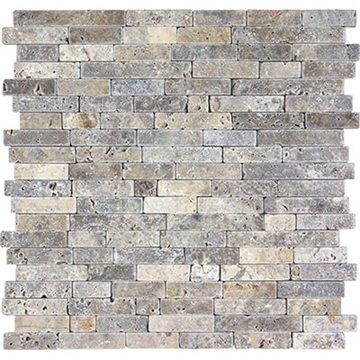 Picture of Anatolia Tile & Stone - Travertine Mosaic 5/8 Random Strip Silver Ash