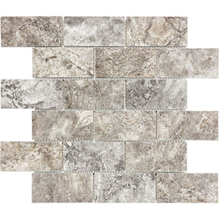 Picture of Anatolia Tile & Stone - Travertine Honed Mosaic Brick 2 x 4 Silver Ash