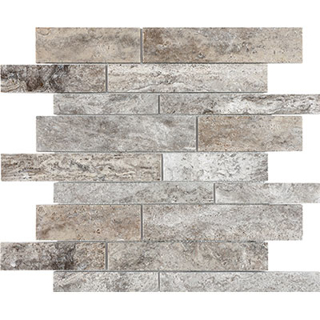 Picture of Anatolia Tile & Stone - Travertine Honed Mosaic Random Strip Silver Ash
