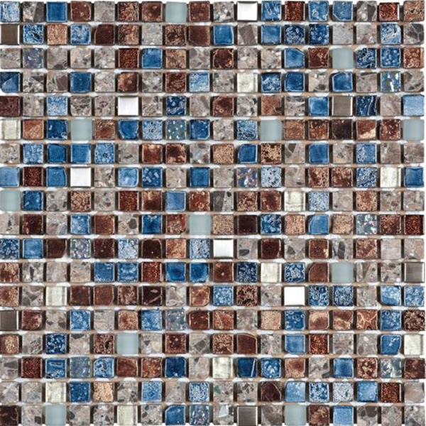 Picture of Bati Orient - Mix Mosaic 1/2 x 1/2 Mix Blue Steel Blue Glass