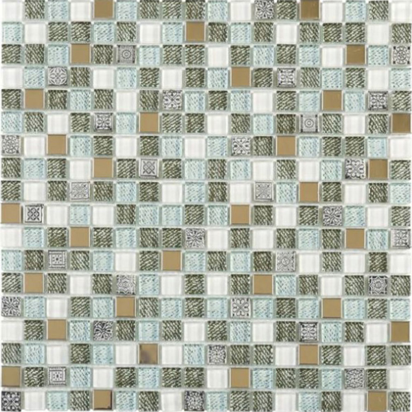 Picture of Bati Orient - Mix Mosaic 5/8 x 5/8 Mix Grey Glass Green Jean Print Steel