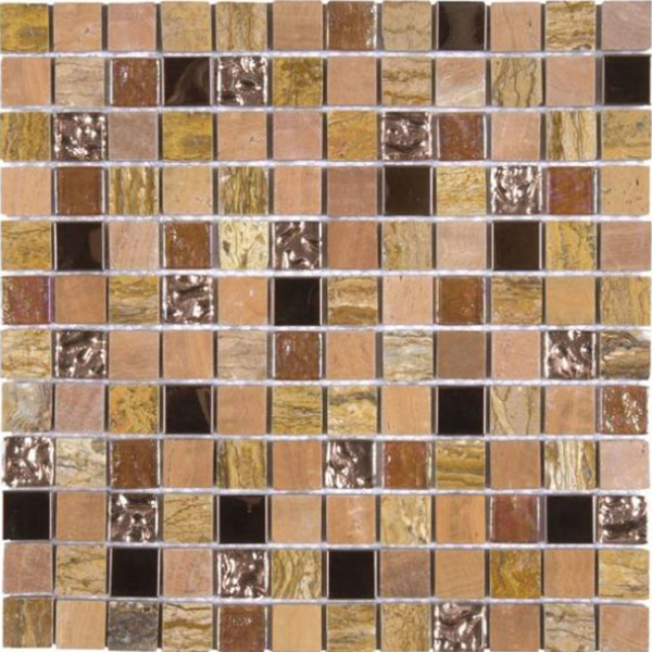 Picture of Bati Orient - Mix Mosaic 7/8 x 7/8 Beige Brown Mix Marble Polished Glass Metal