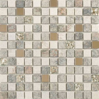 Picture of Bati Orient - Mix Mosaic 7/8 x 7/8 Grey Beige Glass Quartzite Metal Decor