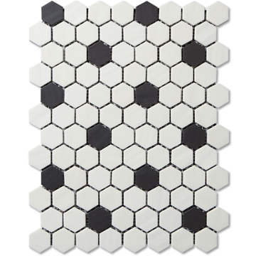 Picture of Adex USA - Floor Vintage Hexagon Mosaic Glass Black and White Flower