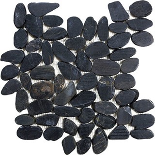 Picture of Anatolia Tile & Stone - Bliss Zen Flat Pebble Stone Mosaic Tahitian Black Sand Polished