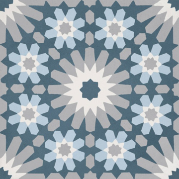 Picture of Bati Orient - Cement Tiles Modern Dark Grey with Light Blue Flowers