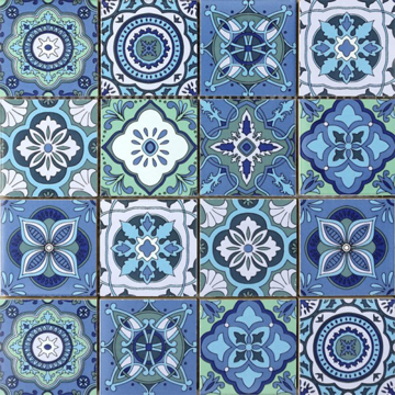 Picture of Bati Orient - Ceramic Patchwork Square Blue Mix