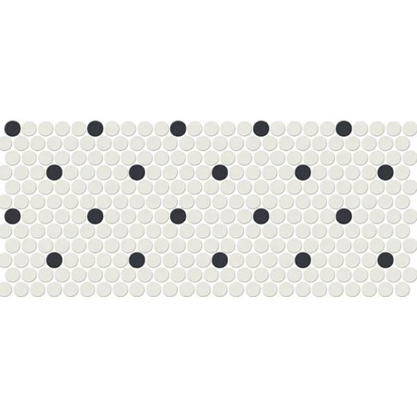 Picture of Daltile - Keystones Blends Penny Rounds Arctic White Black Retro Dot