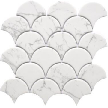Picture of Glass Collection - Enameled Glass Mosaics Bianco Carrara Fan