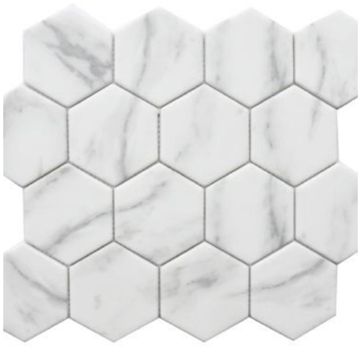 Picture of Glass Collection - Enameled Glass Mosaics Bianco Carrara Hexagon