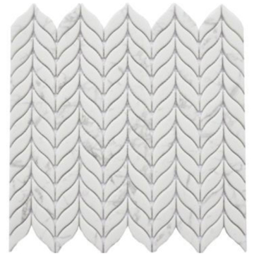 Picture of Glass Collection - Enameled Glass Mosaics Bianco Carrara Leaf