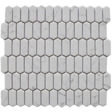 Picture of Glass Collection - Enameled Glass Mosaics Bianco Carrara Mini Picket