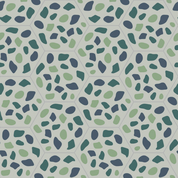 Picture of Bisazza Mosaico - Cementiles Decorations Hex Grit Blue