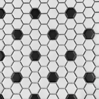 Picture of Arvex - Glazed Porcelain Mosaics Black White 1x1 Hexagon