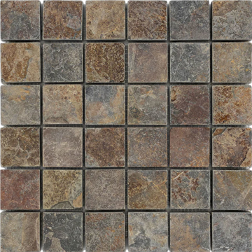 Picture of Elon Tile & Stone - 2 x 2 Square Mosaics Rustic Multicolor Slate Brushed Tumbled