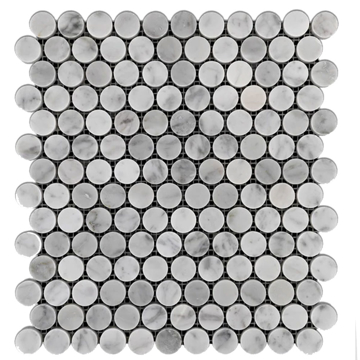 Picture of Elon Tile & Stone - 1 Rounds Mosaics Bianco Carrara Honed