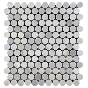 Picture of Elon Tile & Stone - 1 Rounds Mosaics Pearl White Polished