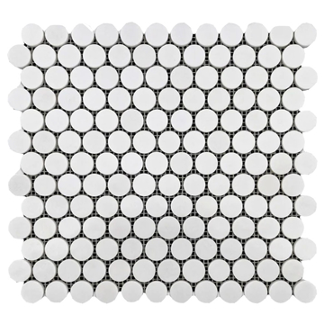 Picture of Elon Tile & Stone - 1 Rounds Mosaics White Thassos Polished