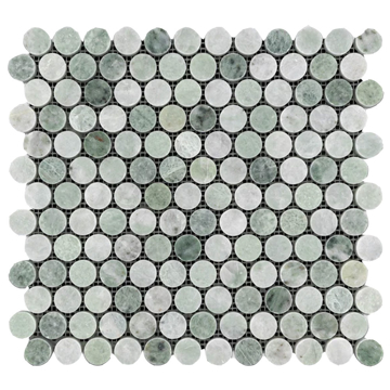 Picture of Elon Tile & Stone - 1 Rounds Mosaics Ming Green Polished